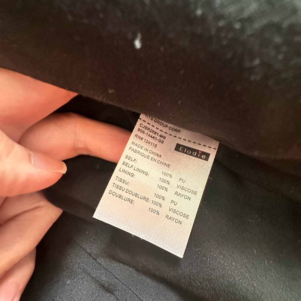 Faux leather jacket.